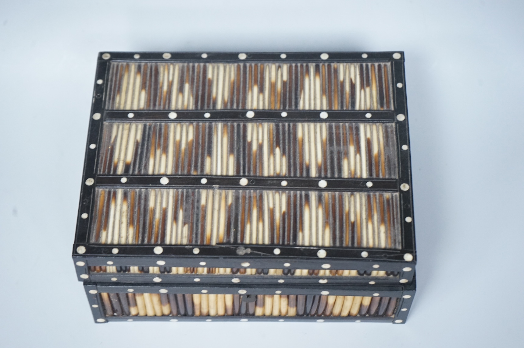 Two Ceylonese porcupine quill boxes, largest 20cm wide